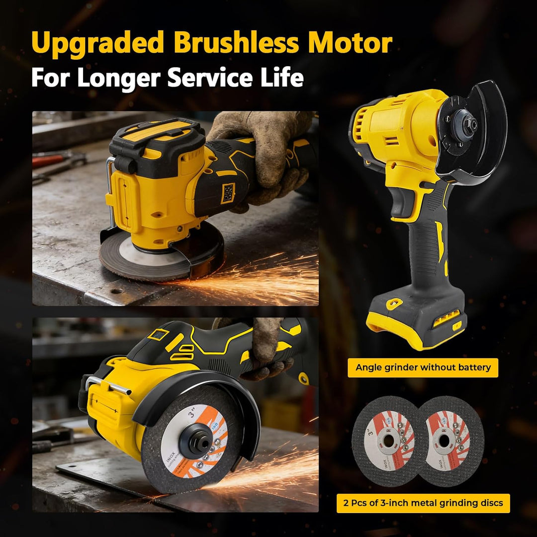 Akku-Winkelschleifer für Dewalt 18/20 V, bürstenloser Mini-Winkelschleifer, 20.000 U/min, 75 mm, kle