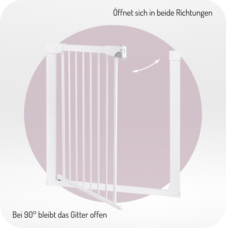 MoMi Baby-Absperrgitter PAXI Plus, Tür- und Treppenschutzgitter 75-82 cm erweiterbar bis 103 cm, ink