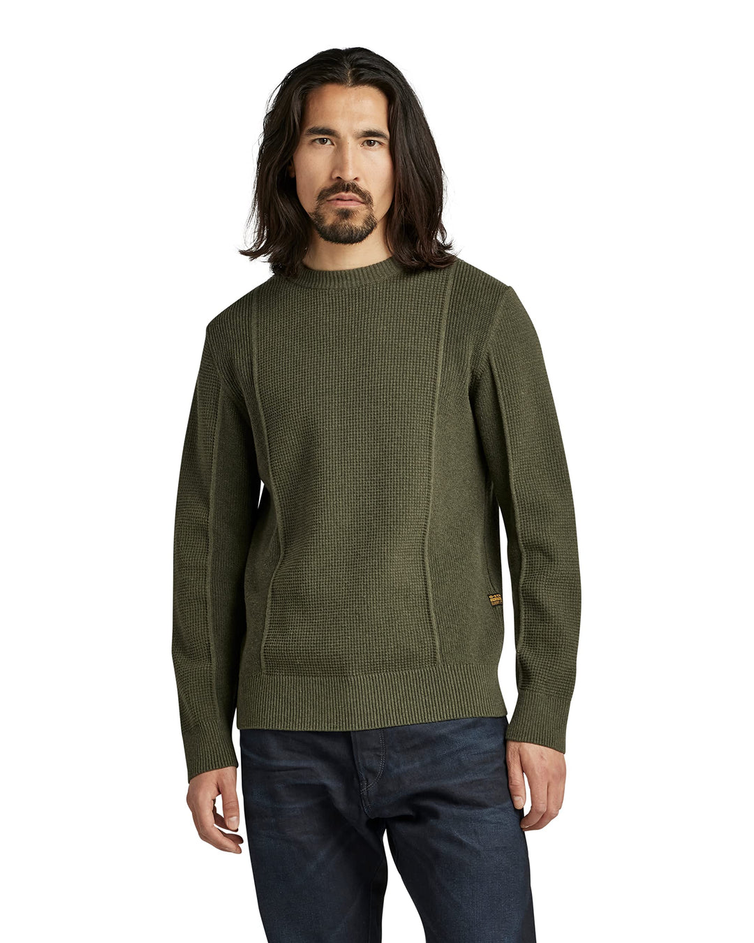 G-STAR RAW Herren Structure Knitted Pullover Knits XS Grün (Dk Green D22349-d239-884), XS Grün (Dk G