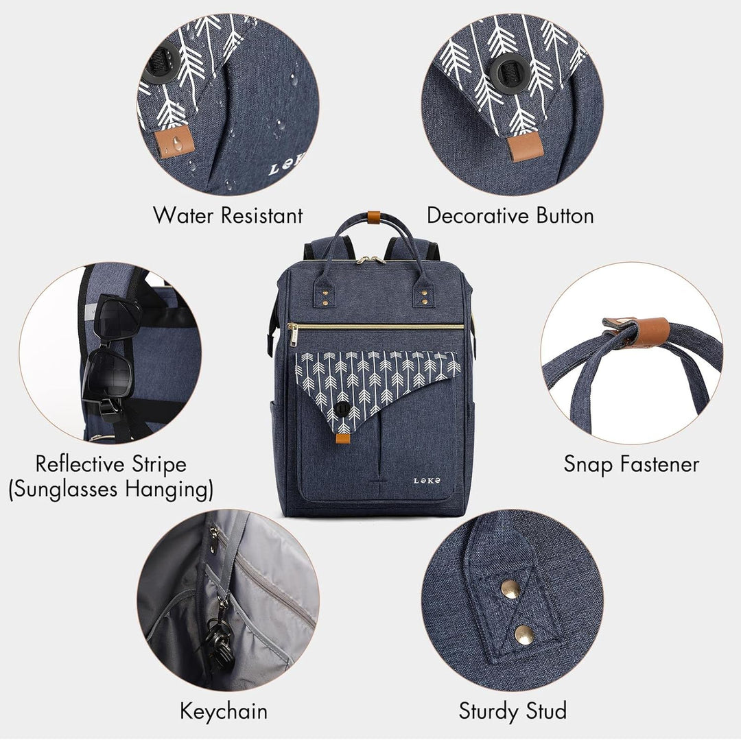 Lekesky Rucksack Damen Laptop Rucksack 15,6 Zoll Schulrucksack Daypack mit Anti Diebstahl Tasche für