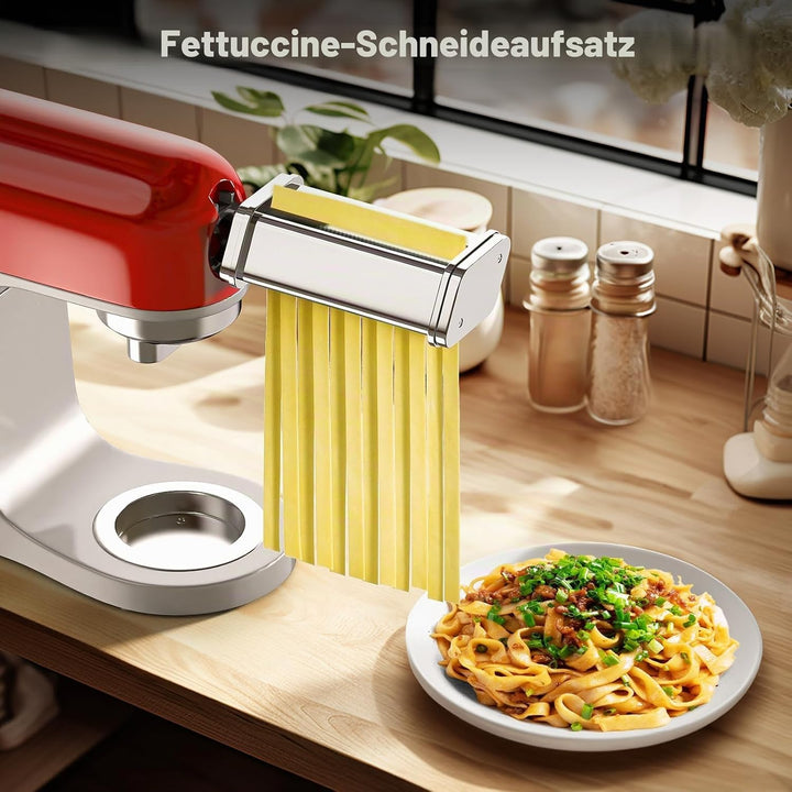 GVODE Nudelaufsatz für Kenwood Kmix KMX, inklusive Nudelblattwalze Spaghettischneider und Fettuccini