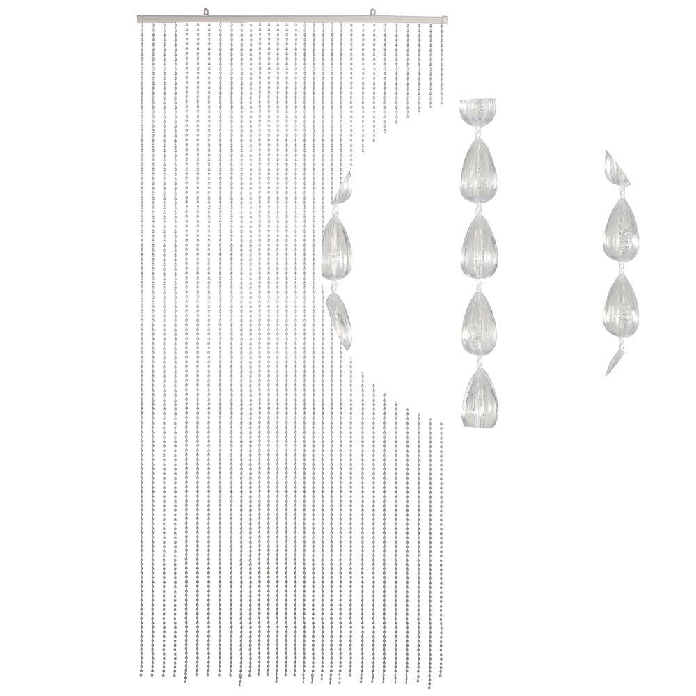 HAB & GUT -DV0294- Türvorhang Tropfen, klar 90x200 cm Perlenvorhang Pailettenvorhang, Klar