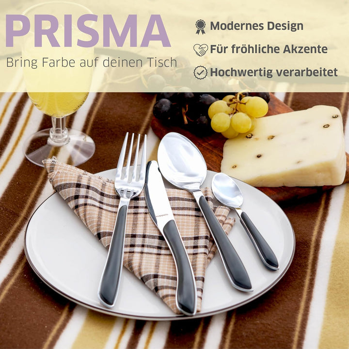 Kuppels Prisma Besteck Set für 6 Personen aus Edelstahl poliert | Besteckset 24-teilig | Hochwertige