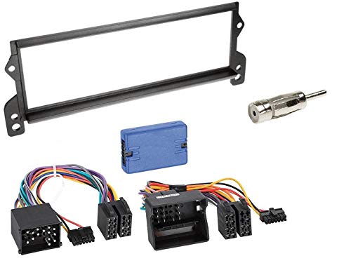 1 DIN Radio Einbauset mit Lenkradfernbedienung für Mini R50 One/Cooper 2001-2006 schwarz