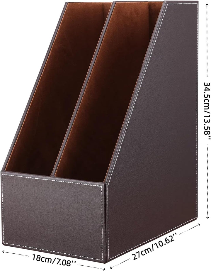 KINGFOM A4 Leder Stehsammler 2-slot Braun, 2-slot Braun