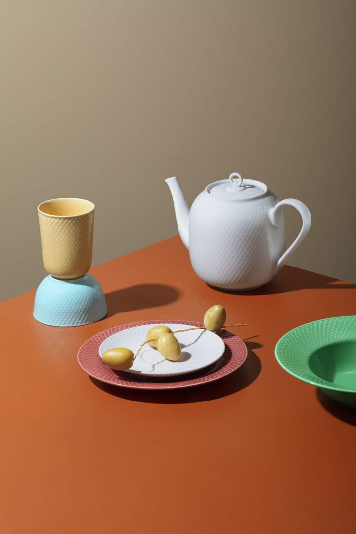 Lyngby Porcelæn Teekanne 1,9 l Rhombe klassisches Design Zeitlos, Weiss