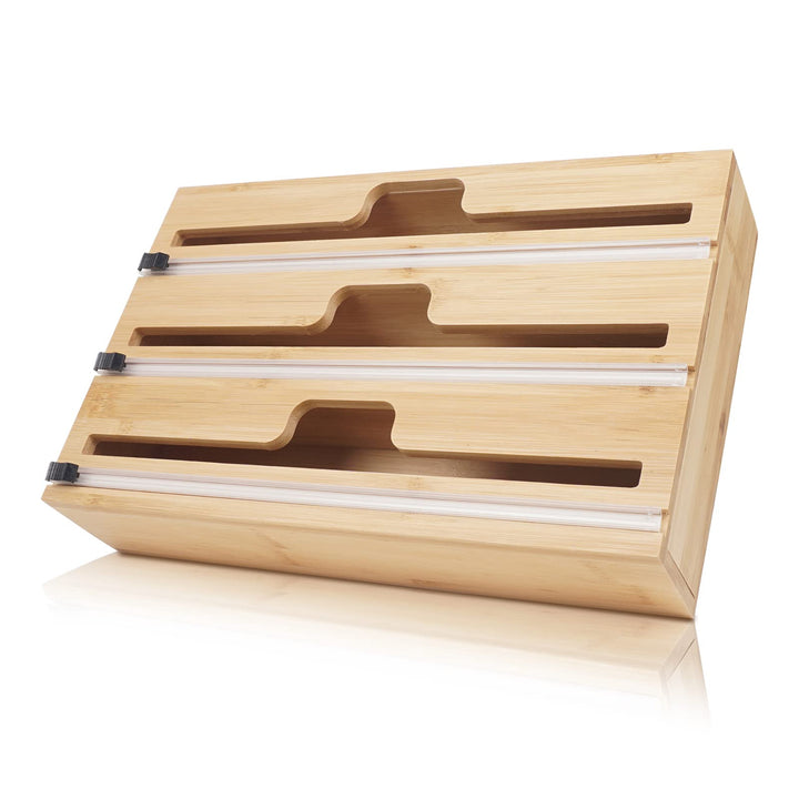 Folienschneider Küche Schublade Kompatibel mit 12" Rollen, 3 in 1 Frischhaltefolienspender Pergament