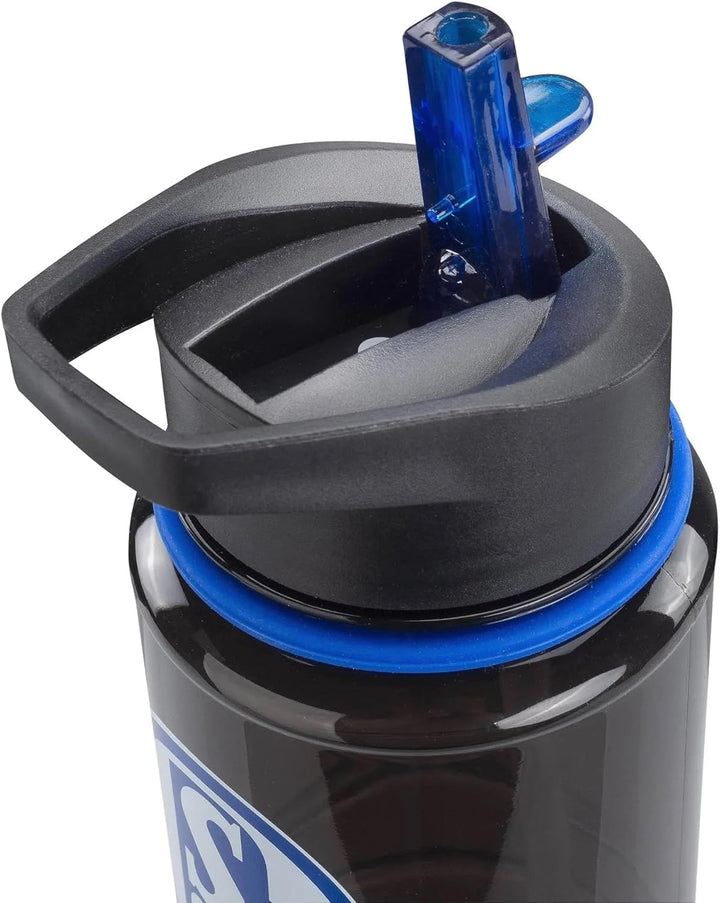 FC Schalke 04 Trinkflasche - transparent schwarz - 0.75 l Flasche Bottle S04 - plus Lesezeichen I lo