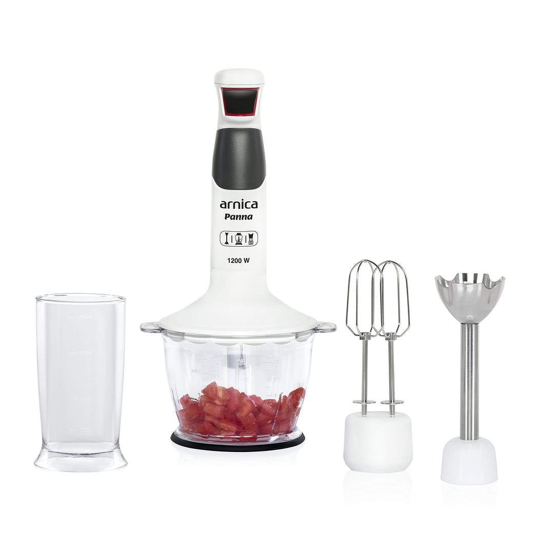 arnica Panna Set Stabmixer Set Handmixer Blender Pürierstab Schneebesen Zerkleinerer 1200W