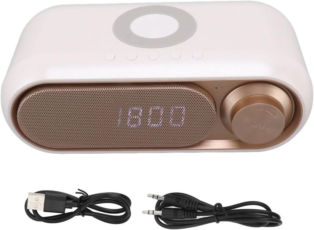 Digitaler Wecker, Radiowecker mit Kabellosem Laden -Lautsprecher LED Einfacher Moderner Digitaler We