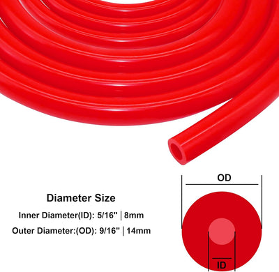 LAVMHAB Vakuum Silikonschlauch, 8mm ID x 14mm OD 3mm Wandstärke 3 Meter Länge, Silikon Vakuumschlauc