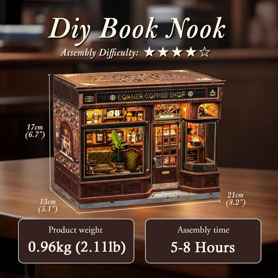 CUTEBEE Book Nook Kit - DIY Miniatur Haus Puppenhaus Booknook 3D Holzpuzzle Bibliothek mit Staubschu