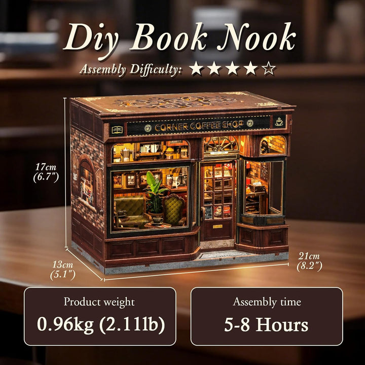 CUTEBEE Book Nook Kit - DIY Miniatur Haus Puppenhaus Booknook 3D Holzpuzzle Bibliothek mit Staubschu