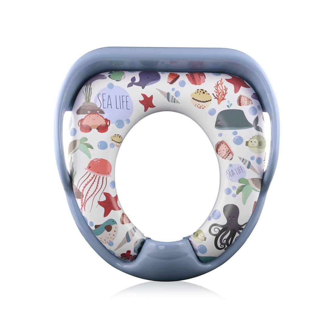 Lorelli Toilettensitz weich, Handgriffe, gepolstertes Sitzkissen, Spritzschutz blau, Blau