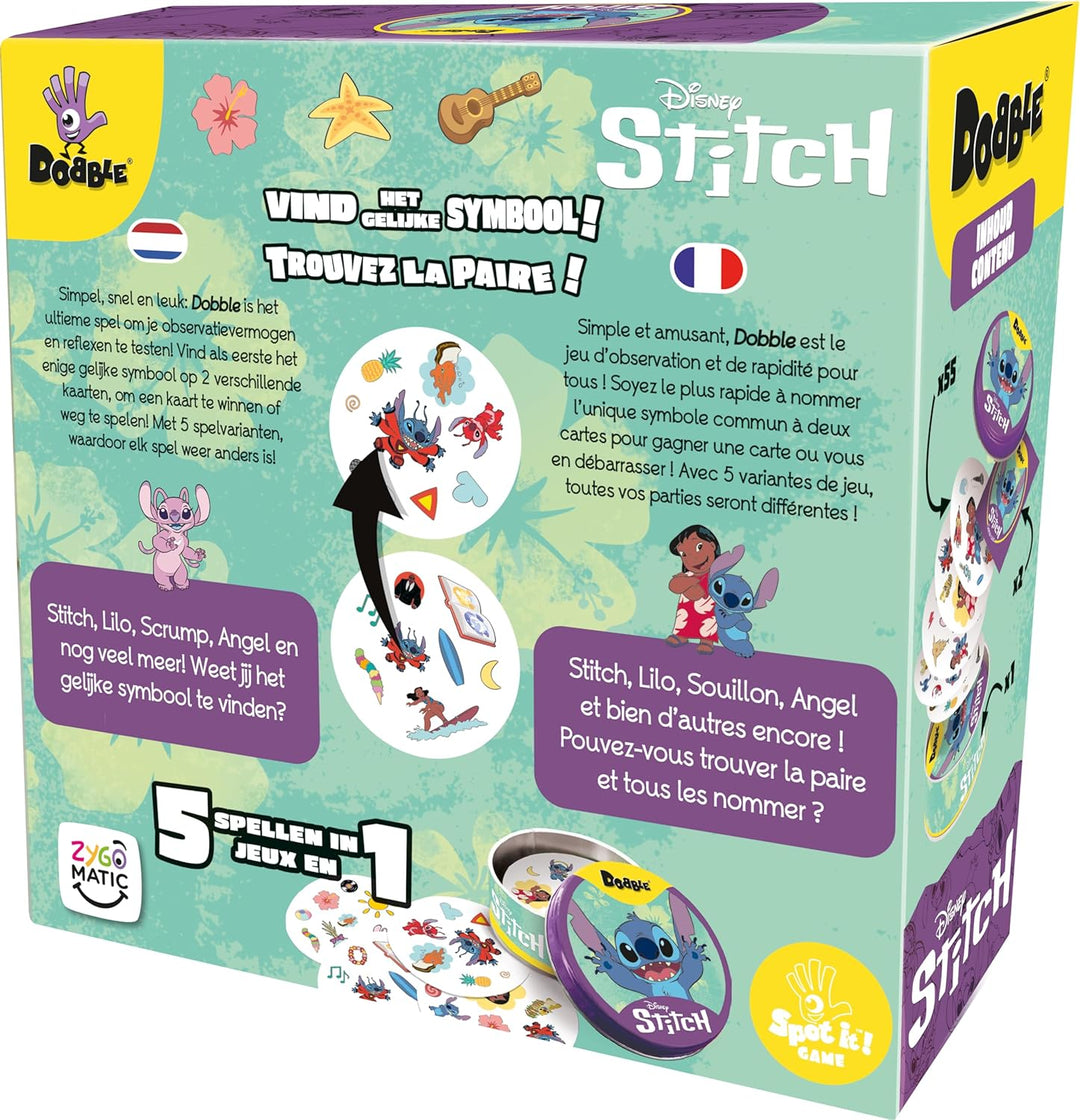 Asmodee - DOBBLE: Stitch – Gesellschaftsspiele – Kartenspiel, Schnelligkeit und Beobachtung – Spiel