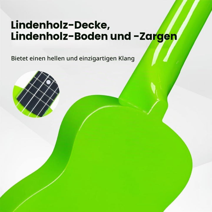 Winzz Sopran Ukulele Starter Kit für Anfänger mit Tasche, Clip-On Tuner, Zusätzlichen Saiten, Gurt,