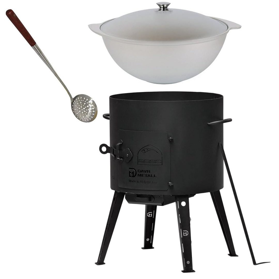 rukauf. SET Utschak, 40 cm + 12 Liter Kasan Kazan aus ALU Feldküche Gulasch-Kessel Feuer-Ofen Outdoo