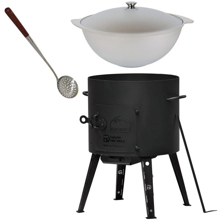 rukauf. SET Utschak, 40 cm + 12 Liter Kasan Kazan aus ALU Feldküche Gulasch-Kessel Feuer-Ofen Outdoo