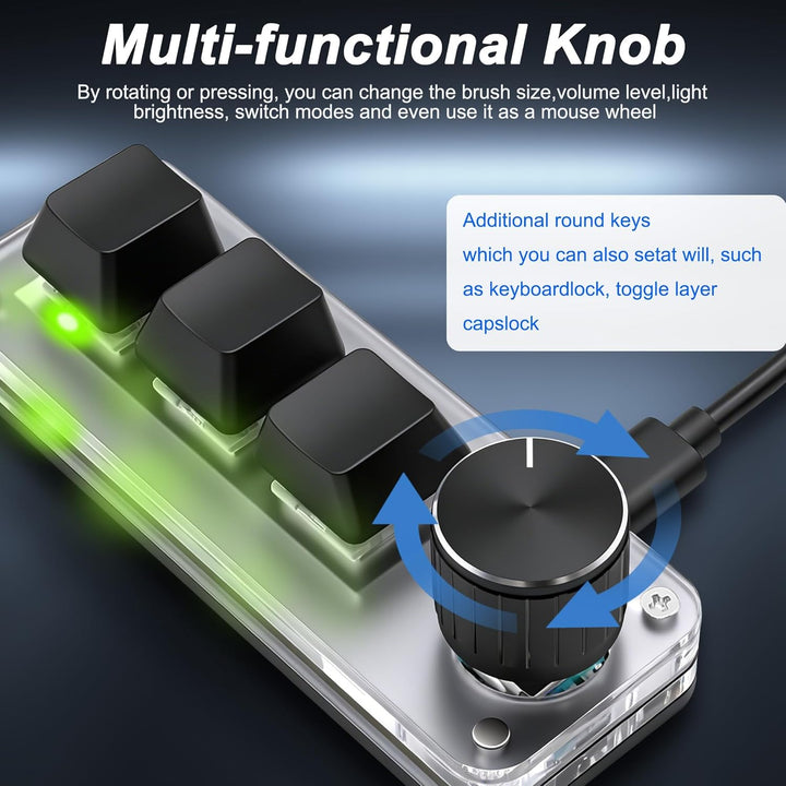 Mini 3 Schlüssel Tastatur Mechanische Tastatur Einhandige Hot Key mit Knopf | DIY Programmierbares M