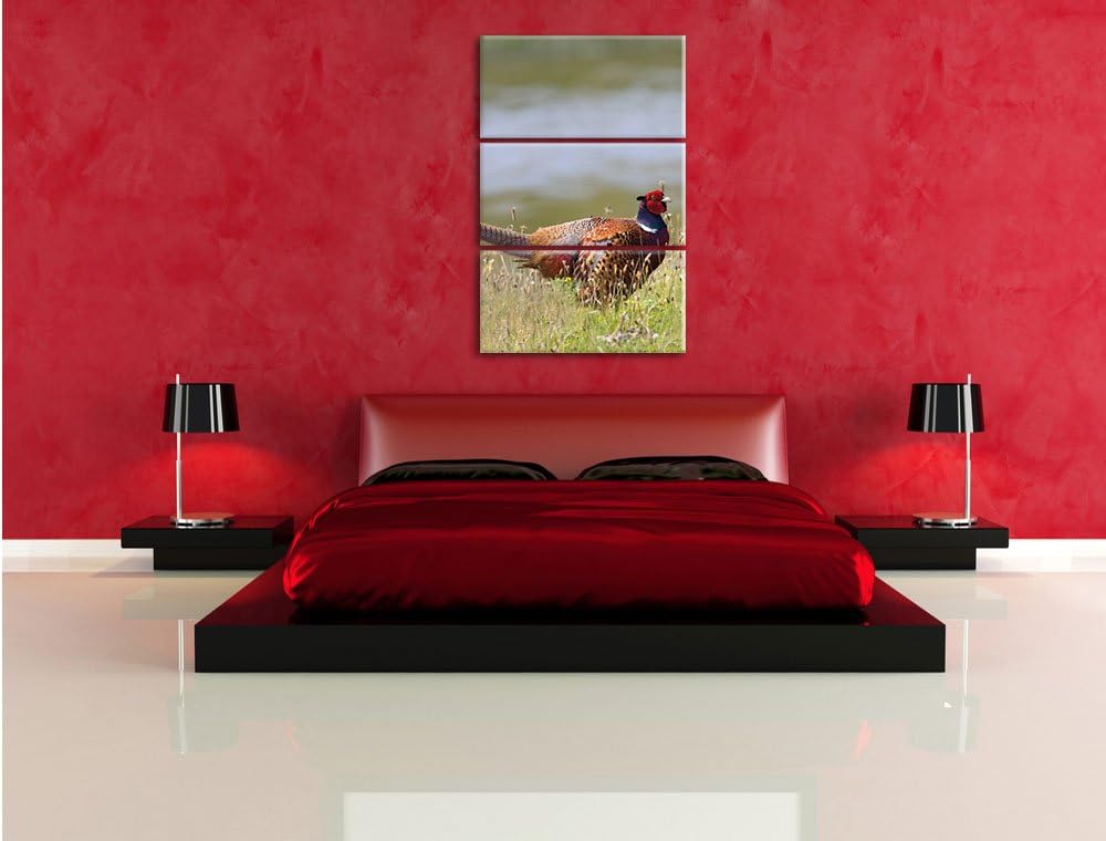 Pixxprint Fussabdrücke mit Steinen gelegt als Leinwandbild/Grösse: 3 Teilig (120x80) / Wandbild/Kuns