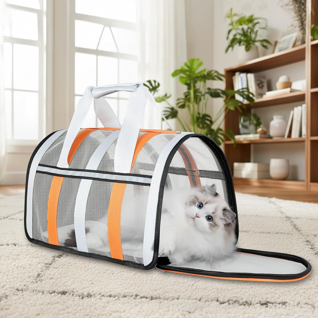 Flugtauglicher Haustierträger,atmungsaktives Mesh-Hund-Katzen-Reisetasche mit Reflektoren,tragbare H
