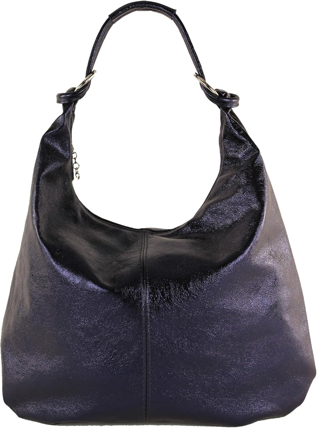 modamoda de 337 Damen Leder Schultertasche Shopper Large handmade in Italy Blauviolett-metallic, Bla