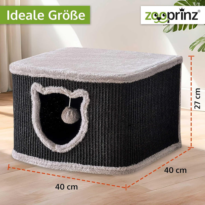 zooprinz Premium Katzenhaus – Katzenkorb für Katze – mit dicken Sisal Wänden an der Katzenbox – Höhl