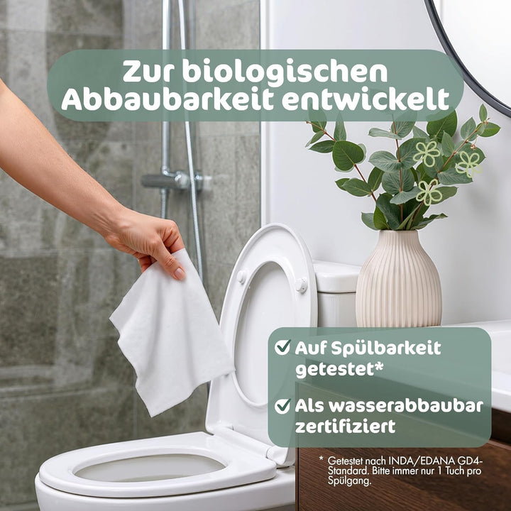 Eco by Naty Parfümfreies feuchtes Toilettenpapier – 100% Wasser kompostierbare und pflanzliche Tüche