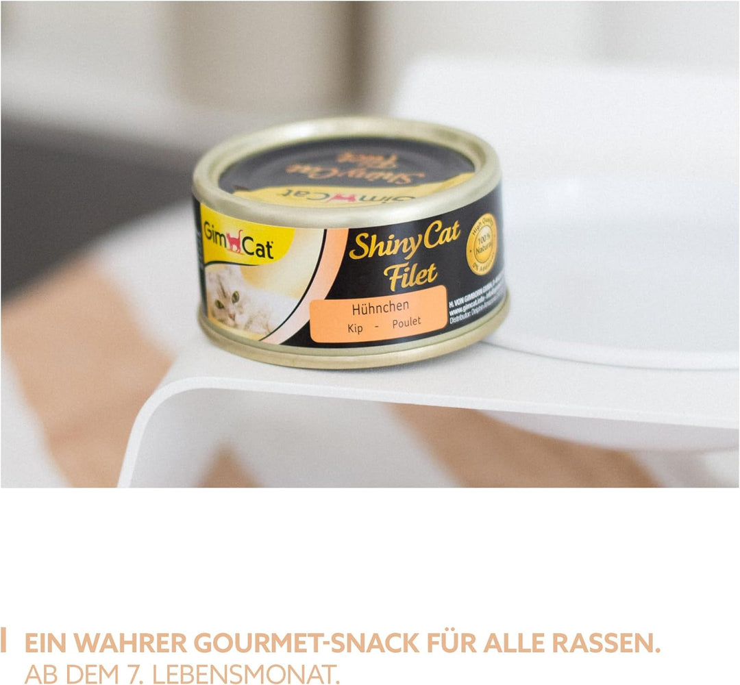 GimCat ShinyCat Filet Hühnchen - Katzenfutter mit saftigem Filet ohne Zuckerzusatz für ausgewachsene