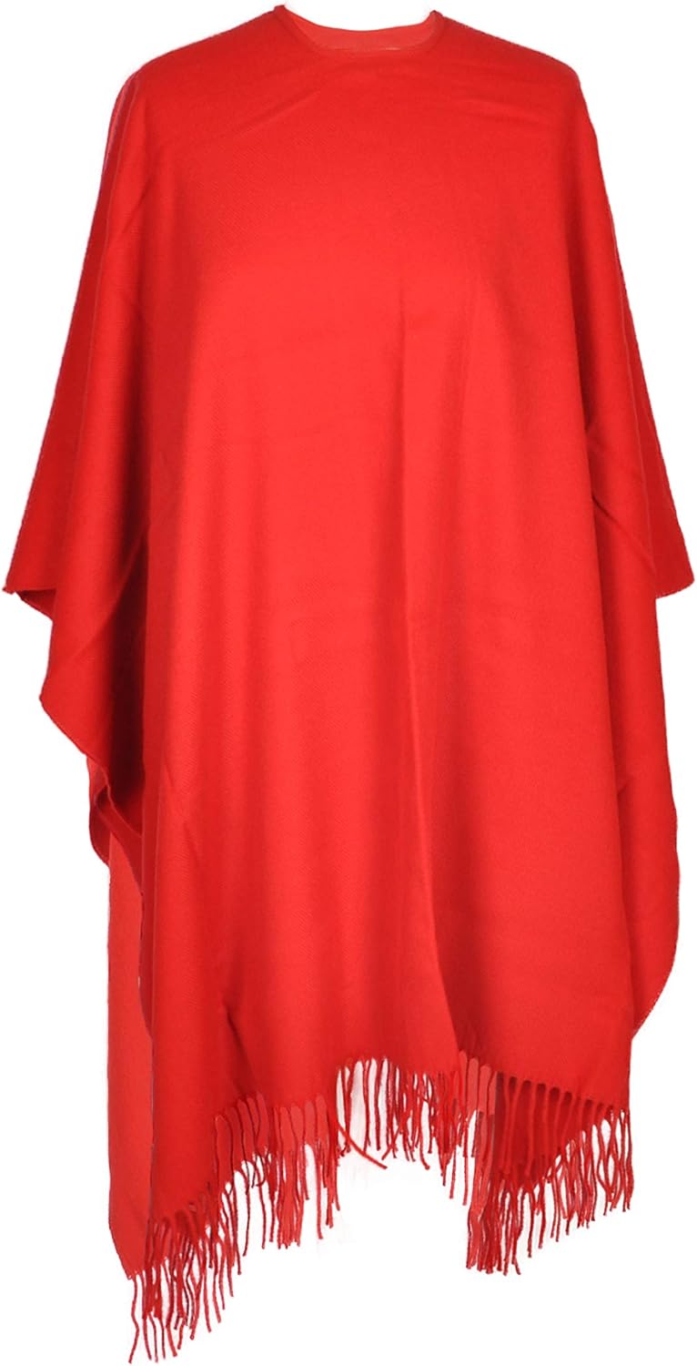 Toutacoo, Grosser Poncho mit Fransen - Damen - 05-rot, 05-rot