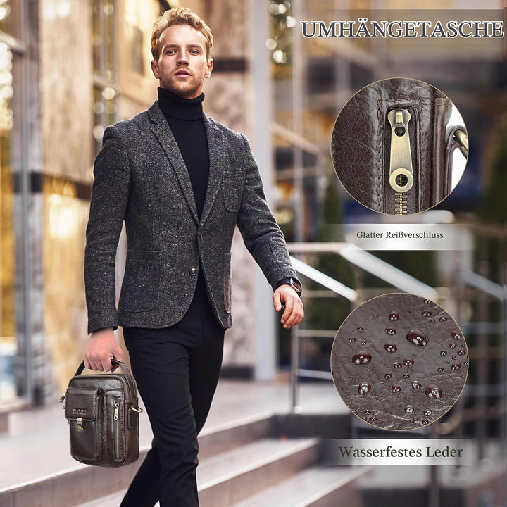 BAIGIO Umhängetasche Herren Leder Schultertasche Vintage Crossbody Bag Messenger Herrentasche zum Um