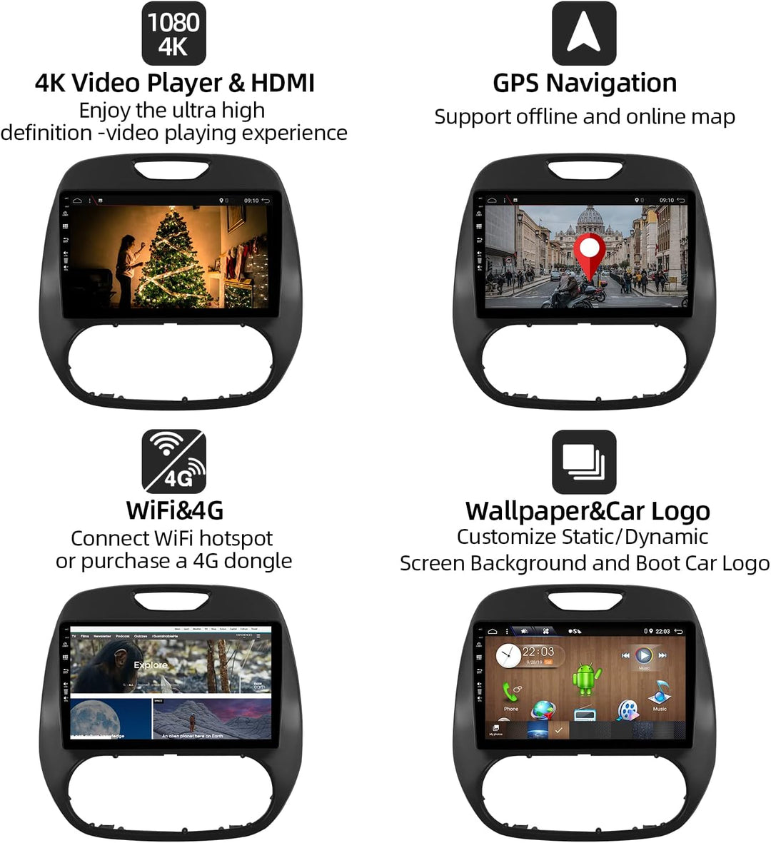 Android 15 IPS Autoradio für Renault Kaptur Captur (2014-2019) Radio GPS Navigation - 2G+64G - Rückf