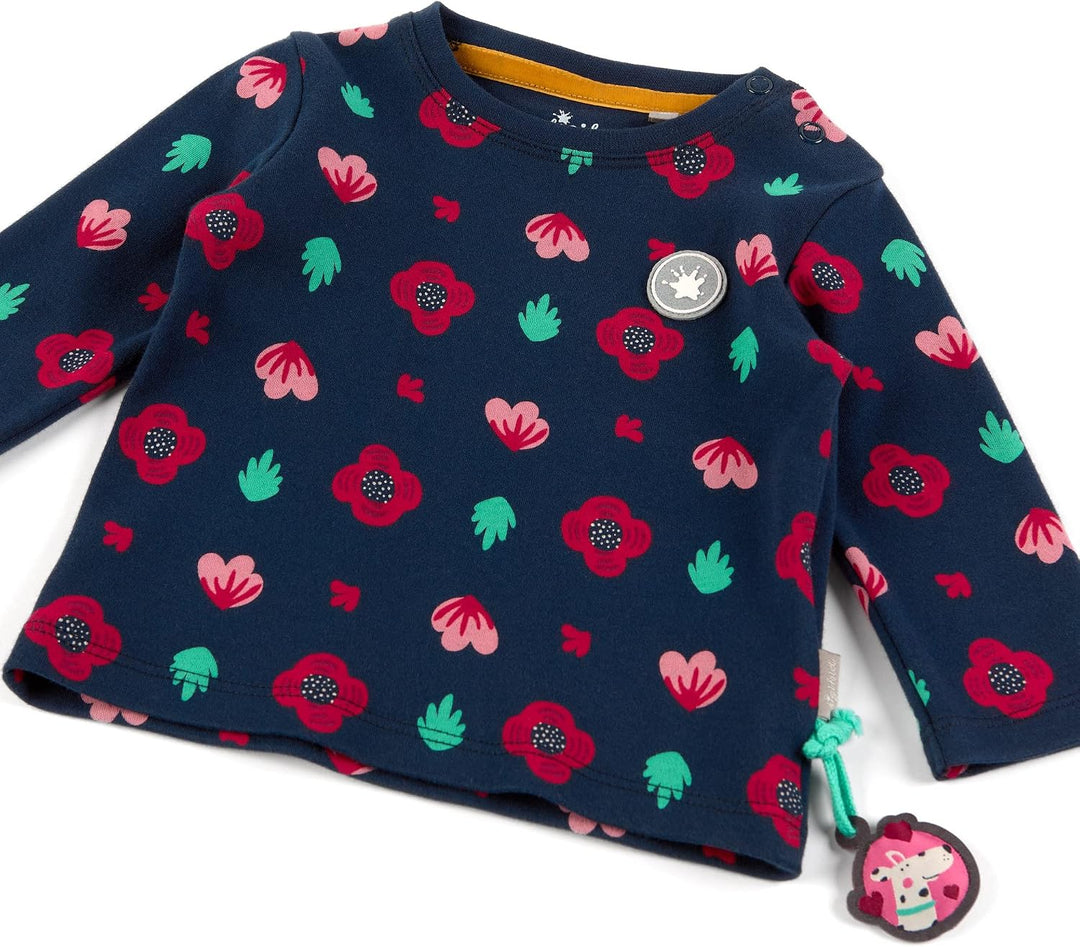 Sigikid Baby-Mädchen Langarmshirt aus Bio-Baumwolle T-Shirt 62 Dunkelblau-rot/Geblühmt, 62 Dunkelbla