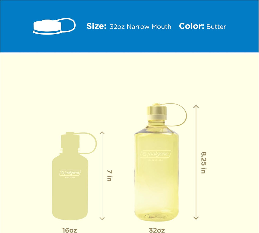 Nalgene Sustain Tritan BPA-freie Wasserflasche aus 50% Plastikabfällen, 900 ml, schmale Öffnung, But