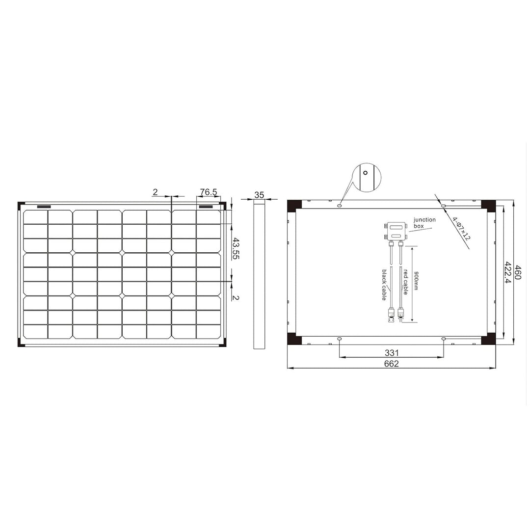 enjoy solar Mono 50W 36V Monokristallin Solarmodul Solarpanel ideal für 24V Gartenhäuse Wohnmobil Ca