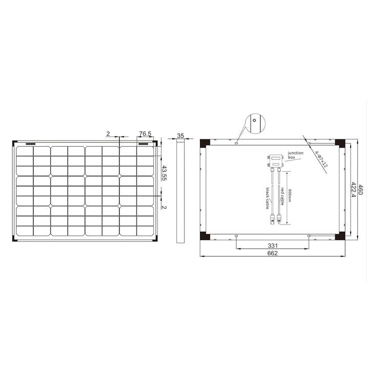 enjoy solar Mono 50W 36V Monokristallin Solarmodul Solarpanel ideal für 24V Gartenhäuse Wohnmobil Ca