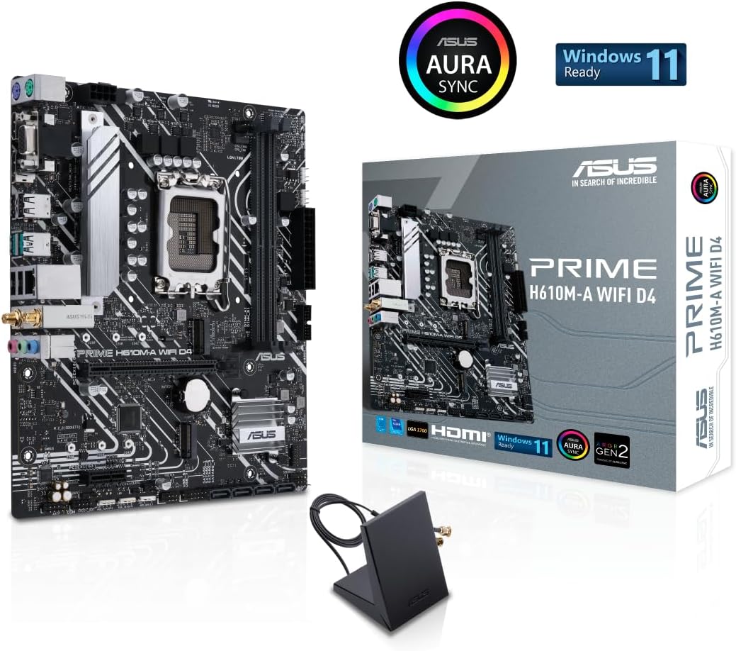 ASUS Prime H610M-A WiFi D4 Mainboard Sockel Intel LGA 1700 (Intel H610, mATX, WiFi 5, DDR4 Speicher,