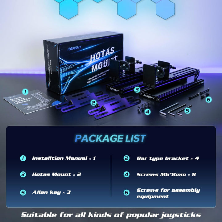 Reashy Hotas-Halterung, Joystick-Halterung, Aluminium-Flight-Stick-Schreibtischhalterung für Logitec