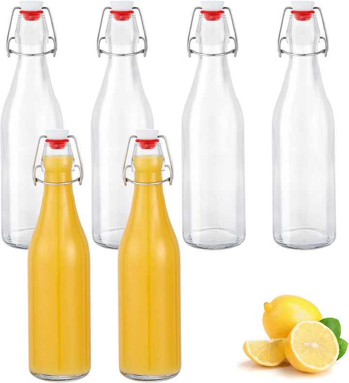 Zanfqvo Glasflaschen 500ml mit Bügelverschluss, 6 Stück Kleine Flaschen Zum Befüllen, Bügelflasche z