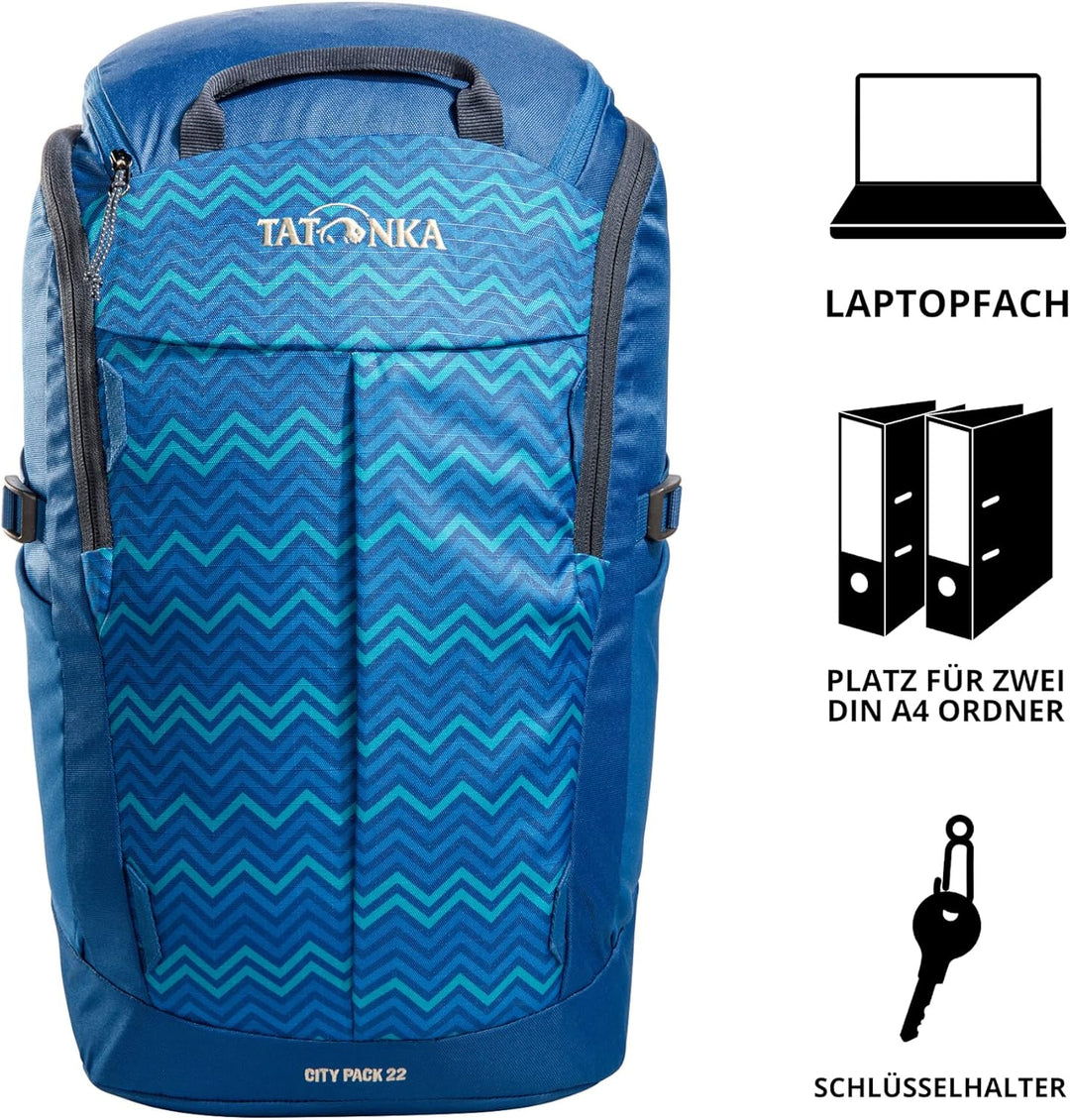 Tatonka Unisex City Pack 22 Daypack 22 Liter Blue Zig Zag, 22 Liter Blue Zig Zag