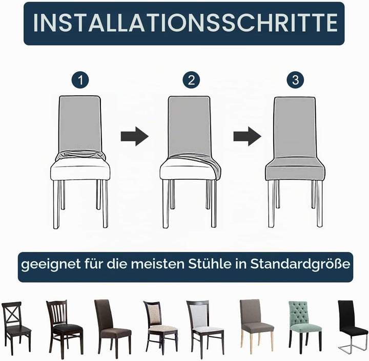 mafudoxi Stuhlhussen 6er Set, Stretch Abnehmbare Waschbar Stuhlbezug, Stretch Stuhlhusse mit Gummiba