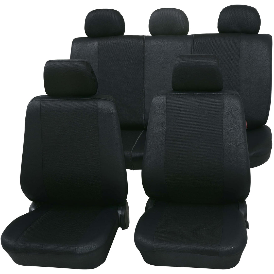 PETEX Auto Sitzbezüge Universal Komplett Set 11-teilig - Sydney schwarz, Eco Class mit SAB 1 Vario,