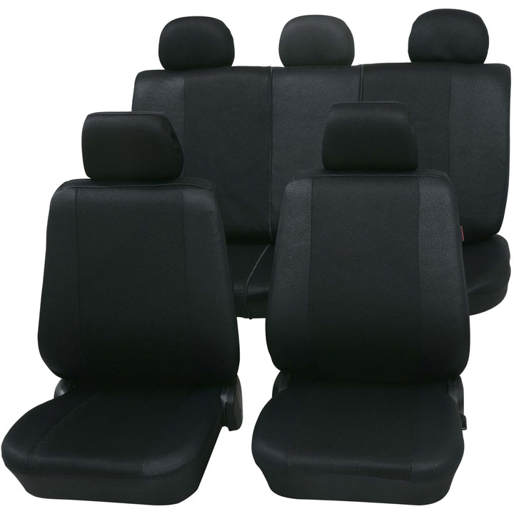PETEX Auto Sitzbezüge Universal Komplett Set 11-teilig - Sydney schwarz, Eco Class mit SAB 1 Vario,