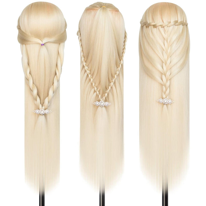 Frisierkopf, DanseeMeibr 26-28 Inch 100% Kunsthaar Weich Professioneller Friseurkopf Übungskopf Fris