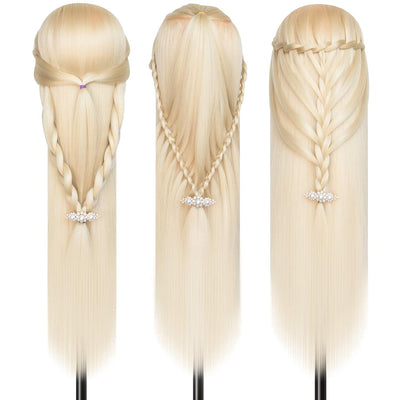 Frisierkopf, DanseeMeibr 26-28 Inch 100% Kunsthaar Weich Professioneller Friseurkopf Übungskopf Fris