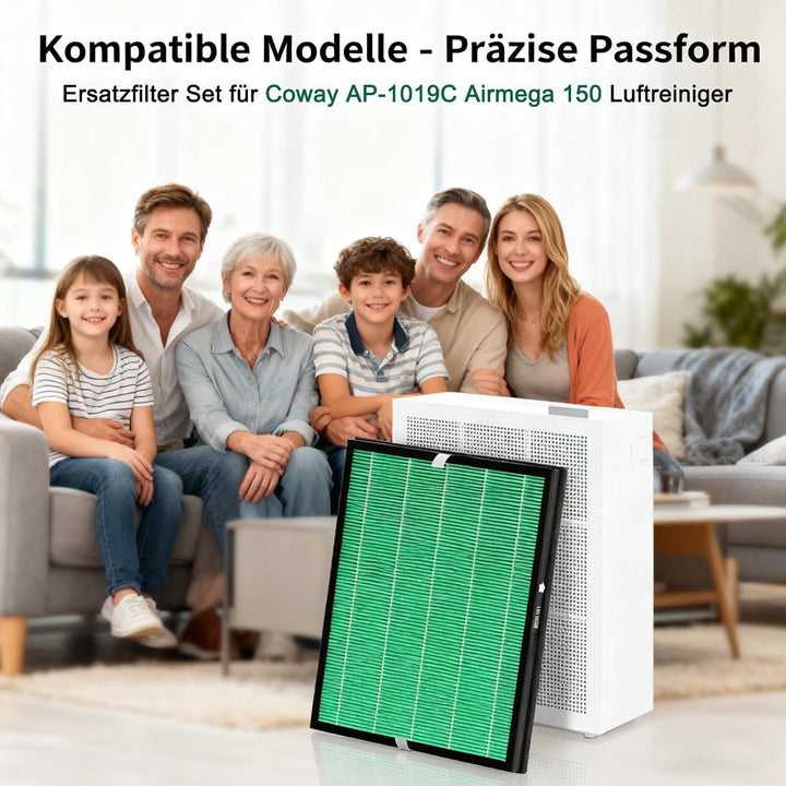 AP-1019C Ersatzfilter Set für Coway AP-1019C Airmega 150 Luftreiniger Ersatz H13 Green HEPA Filter u