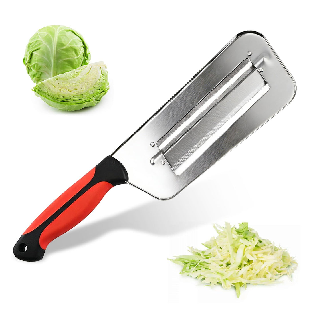 Krauthobel mit 2 Scharfen Edelstahl-Klingen für Sauerkraut & Krautsalat, Rutschfester Handgemüseschn