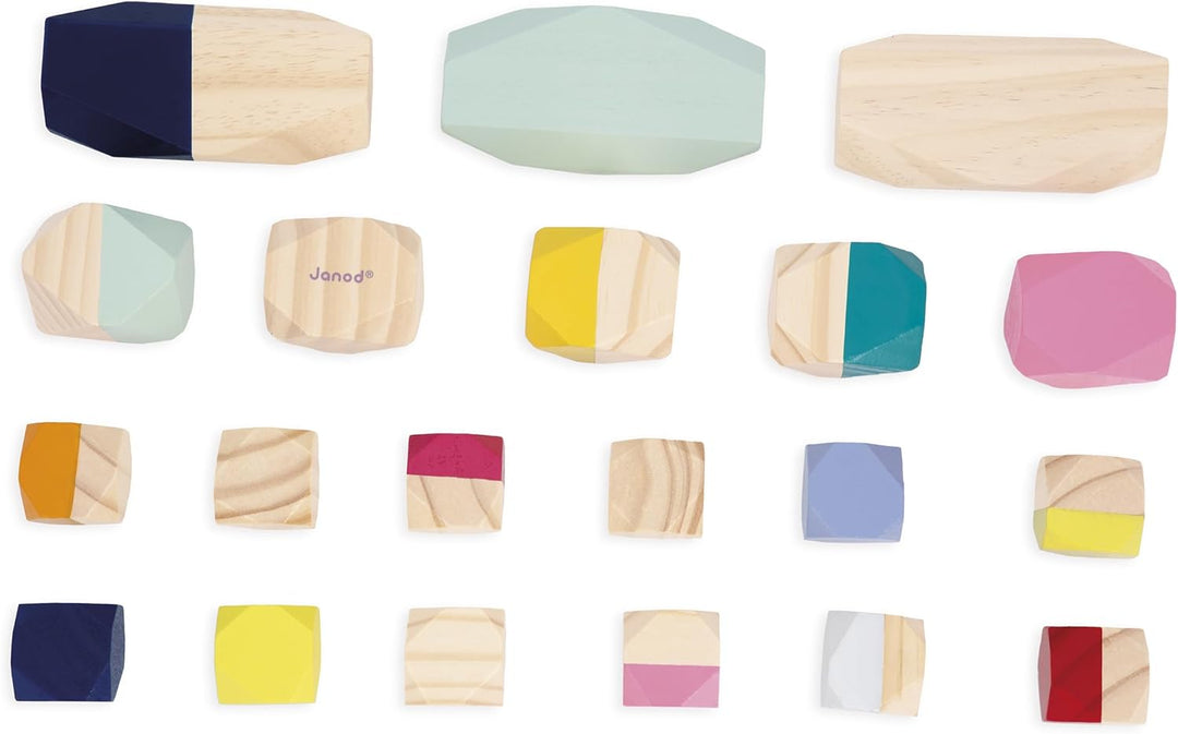 Janod - Bausteine aus Holz - Kollektion Sweet Cocoon - Baby- und Kleinkindspielzeug Farbe auf Wasser