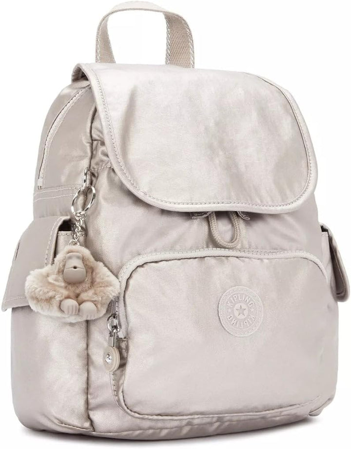Kipling Damen City Pack Mini Rucksack, Silber (Metallic Glow), 27x29x14 Centimeters (B x H T) EU Ein