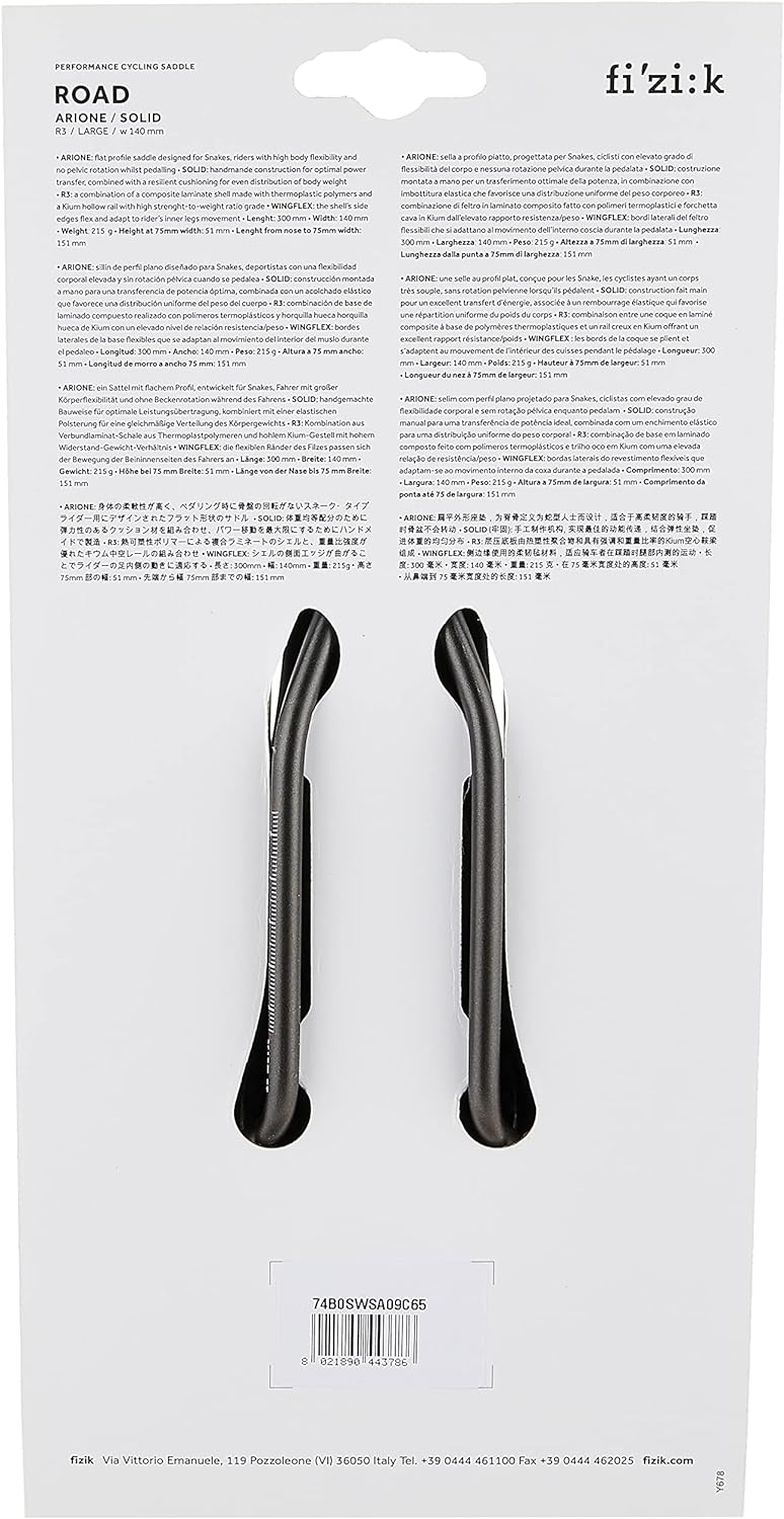 fizik Unisex – Erwachsene Arione R3 Renradsattel 300 x142 mm Schwarz,Weiss, 300 x142 mm Schwarz,Weis